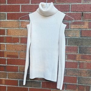 Theory Jemliss Evian Stretch Wool Cold Shoulder Turtleneck Sweater - Size P